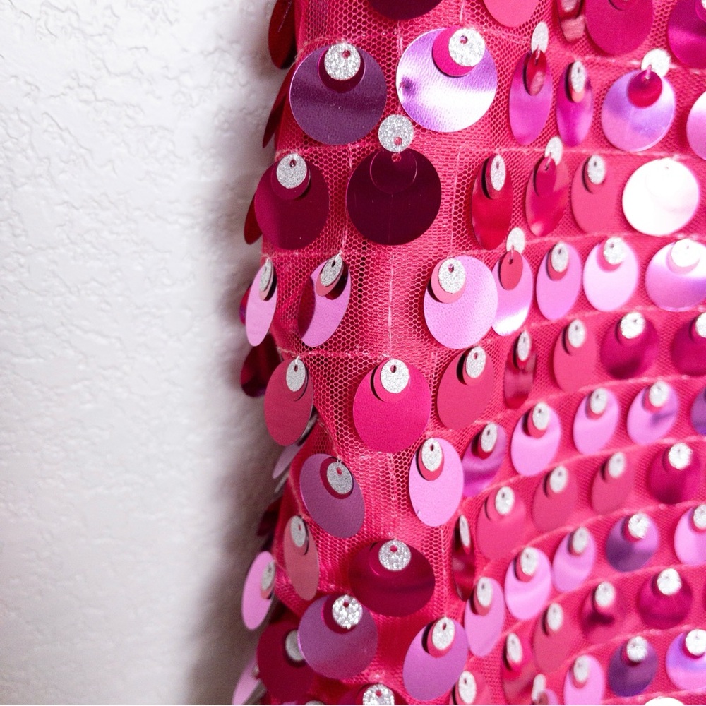 NWT Runaway The Label Cortez Mini Dress M Pink Sequin Sleeveless Stretch - Picture 7 of 11